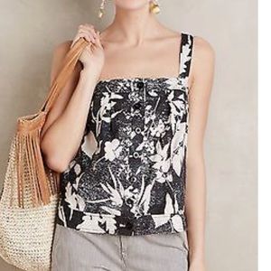 Anthropologie Black Floral Tank